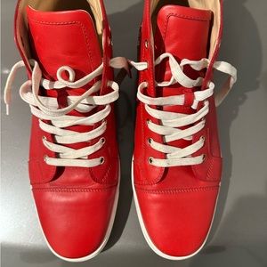 Men's Red Christian Louboutin Louis High-Tops w/ OG Bags, Size 13 (47)